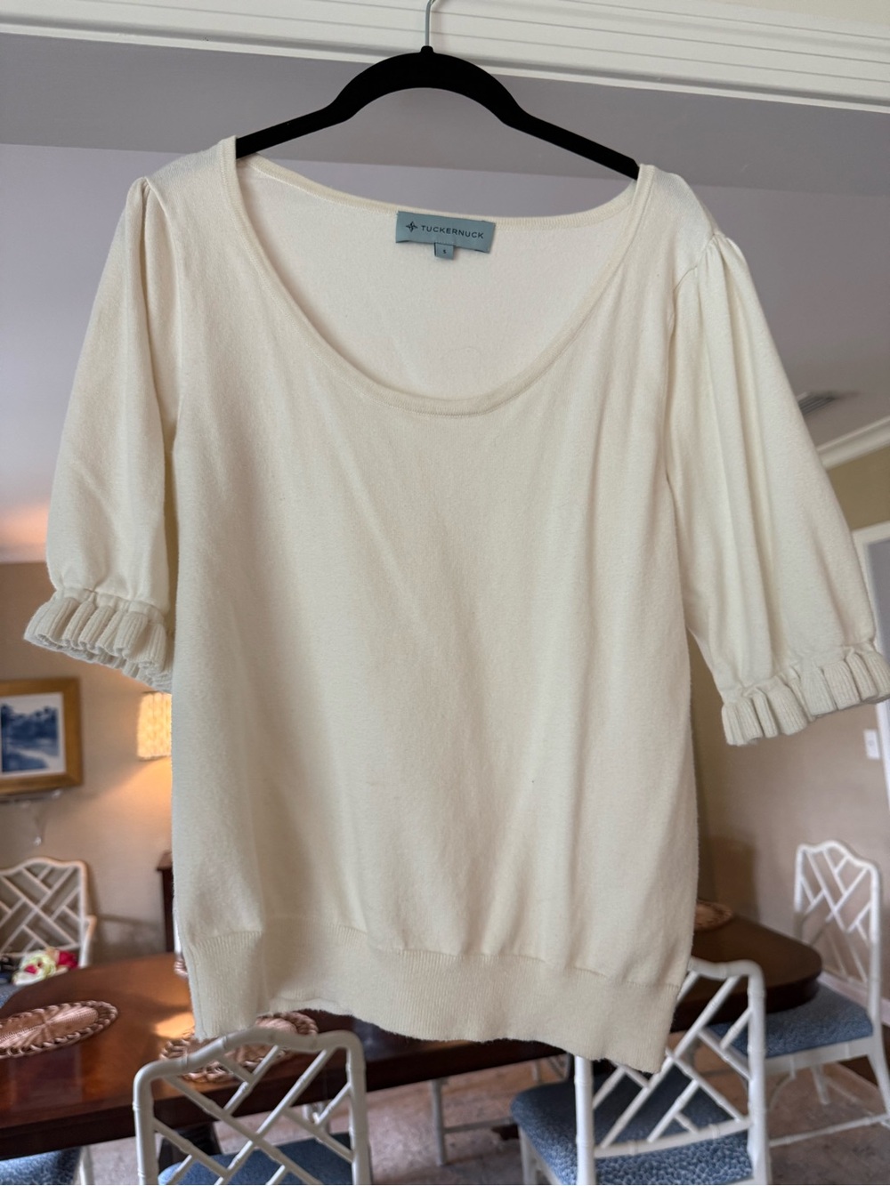 Tuckernuck Ivory Perrin Ruffle Sweater